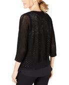 JM Collection Women Cotton Mixed Stitch Cardigan