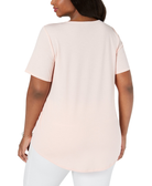 JM Collection Women Plus Metallic Trim Keyhole Top