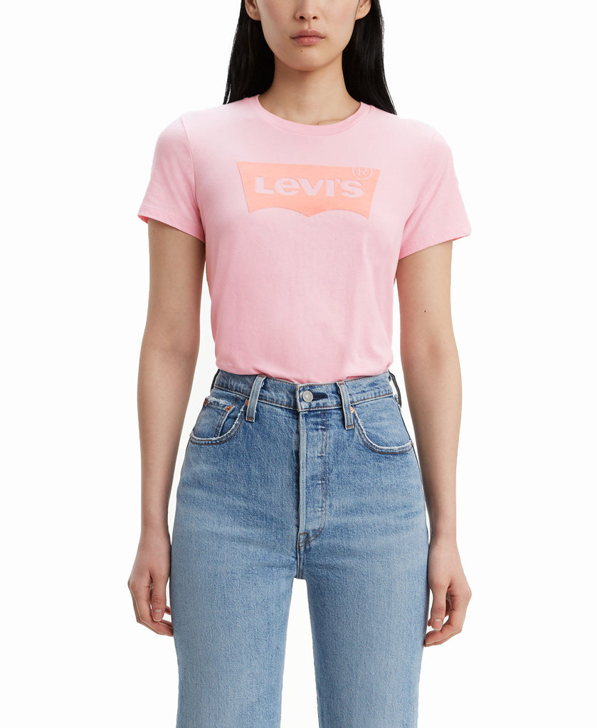 Levis Women Batwing Cotton The Perfect Tee Logo Graphic T Shirt Pink Lady