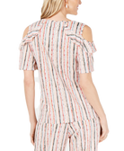 JM Collection Women Ruffled Cold Shoulder Top