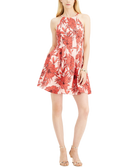 Vince Camuto Women Halter Neck Fit Flare Dress Coral