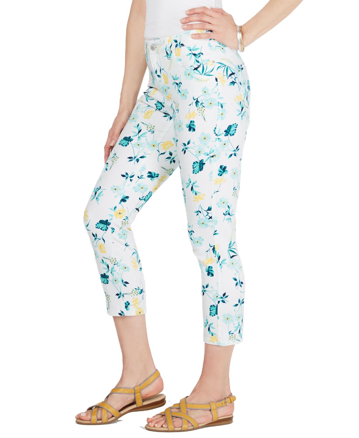 Charter Club Women Petite Tummy Control Floral Capri Jeans