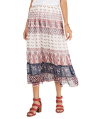 Style & Co Women Tiered Mixed Print Midi Skirt Paisley Print