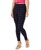 Hue Women Windowpane Knit High Waist Cropped Skimmer Leggings Navy
