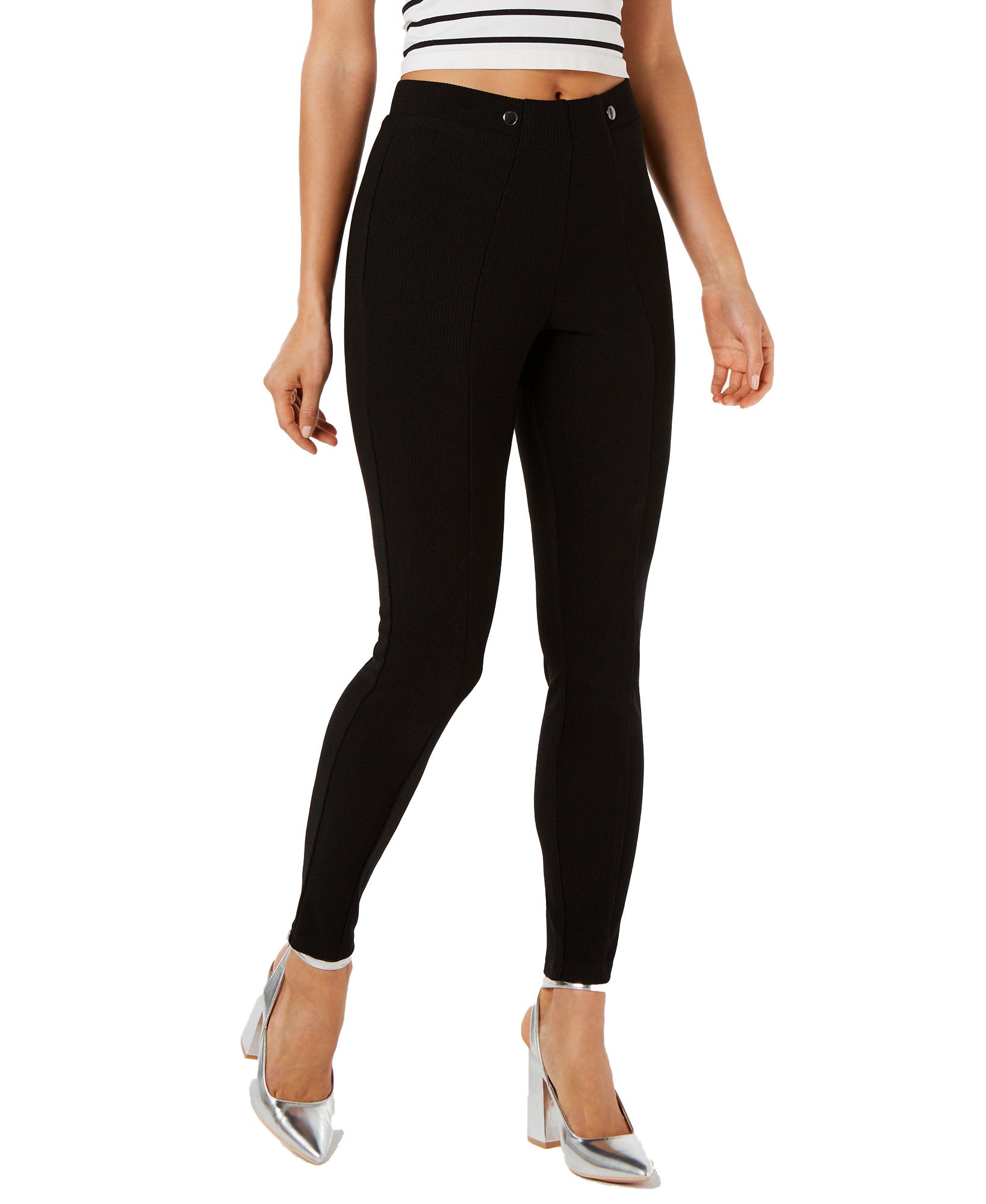 Hue Women Textured Knit High Waist Leggings Black