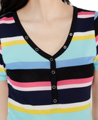 Planet Gold Women Striped V Neck Top