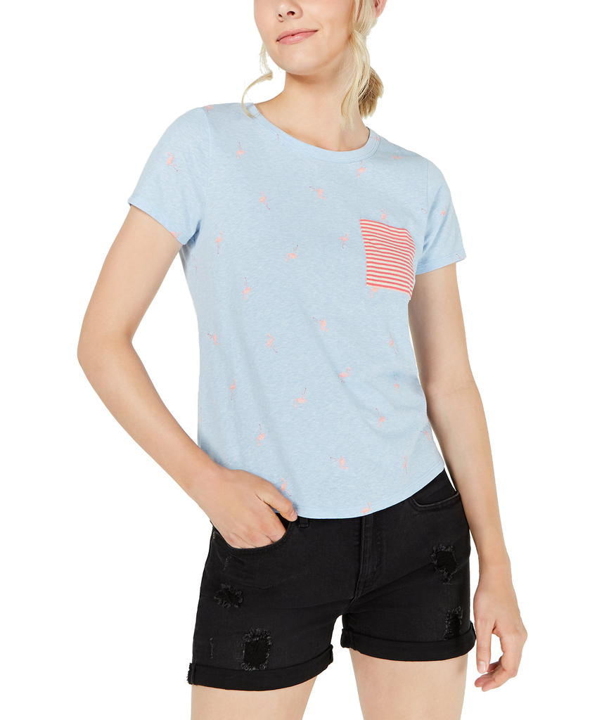 Self Esteem Women Allover Print T Shirt Heather Blue