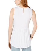 Style & Co Women Petite Sleeveless Embroidered Swing Top