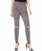 Rewash Women Stevie Ripped Printed Skinny Jeans Grey Pigment