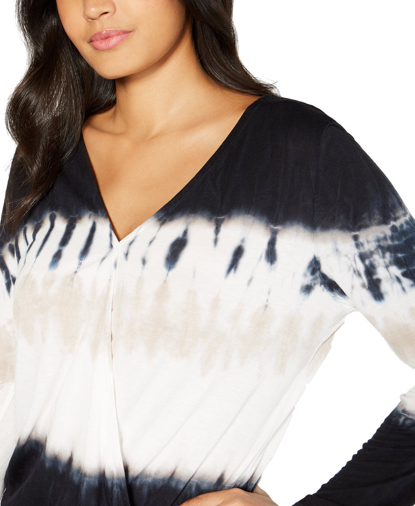 INC International Concepts Women Petite Tie Dye Surplice Top