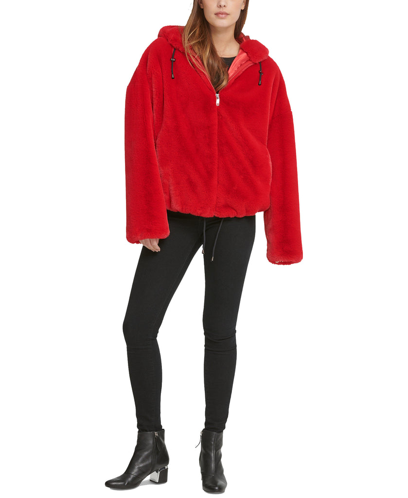 DKNY Women Hooded Faux Fur Jacket