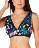 Tommy Hilfiger Women Carnival Rosa Floral Print Mesh Trimmed Bikini Top Navy