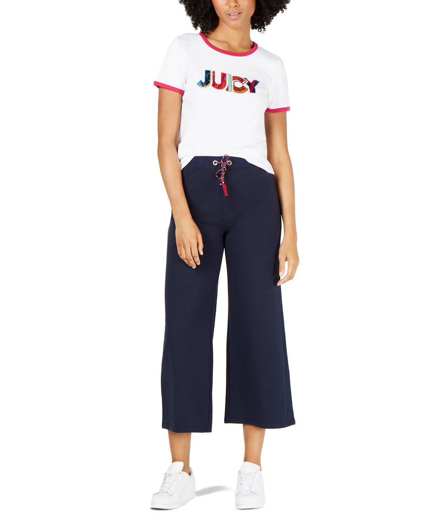 Juicy Couture Women Cotton Sequin Graphic T Shirt