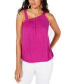 Thalia Sodi Women Asymmetric Neck Sleeveless Top Magenta