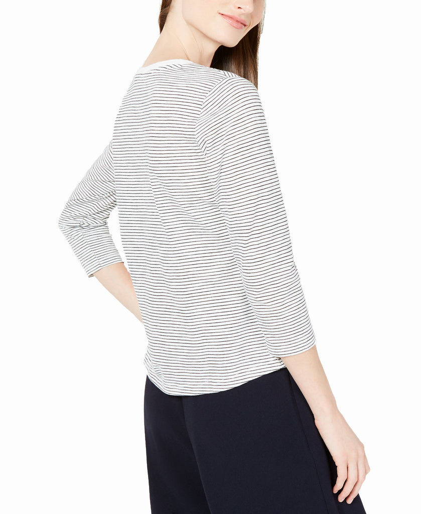 Maison Jules Women Striped 3 4 Sleeve Shirt