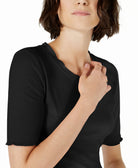 Maison Jules Women Crewneck Elbow Sleeve Top