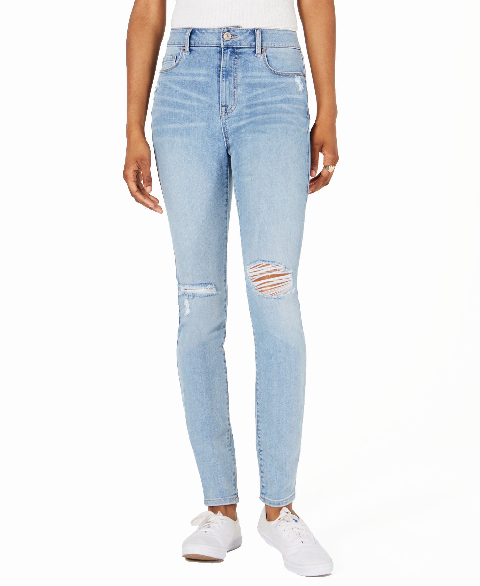 Rewash Women Ripped High Waist Skinny Jeans Blue