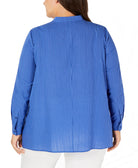 Anne Klein Women Plus Button Front Handkerchief Hem Cotton Top