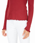 Hippie Rose Women Waffle Knit Lettuce Edge Top