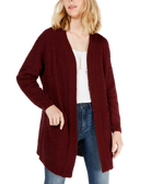 Say What Women Open Front Textured Cardigan Tawny Port