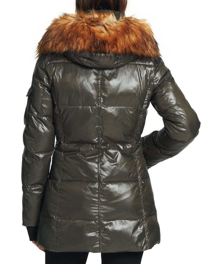 S13 Women Gramercy Down Puffer Coat with Faux Fur Trim Hood