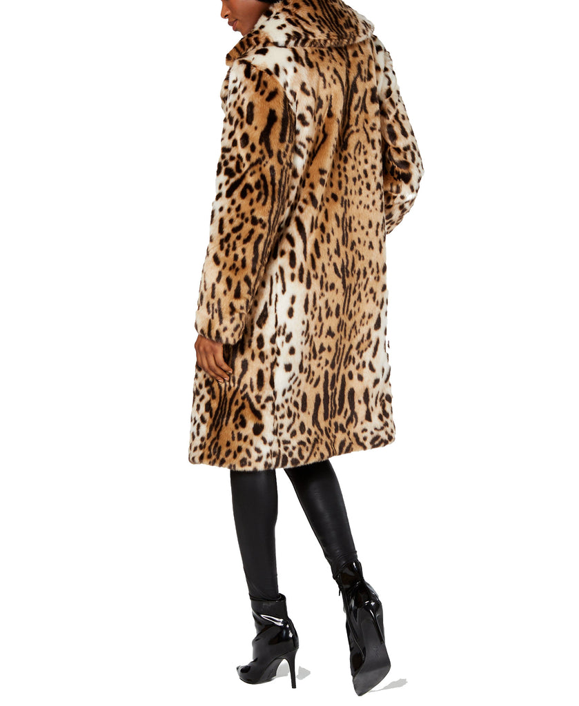 Kendall + Kylie Women Faux Fur Leopard Print Coat