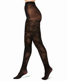 INC International Concepts Women Jacquard Floral Tights Black