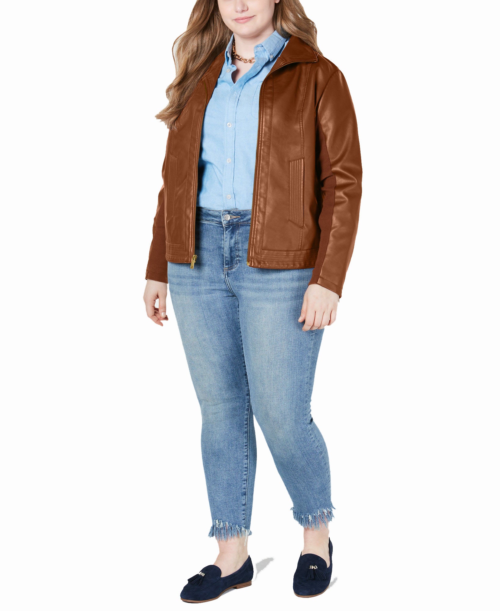 Kenneth Cole Women Plus Faux Leather Jacket