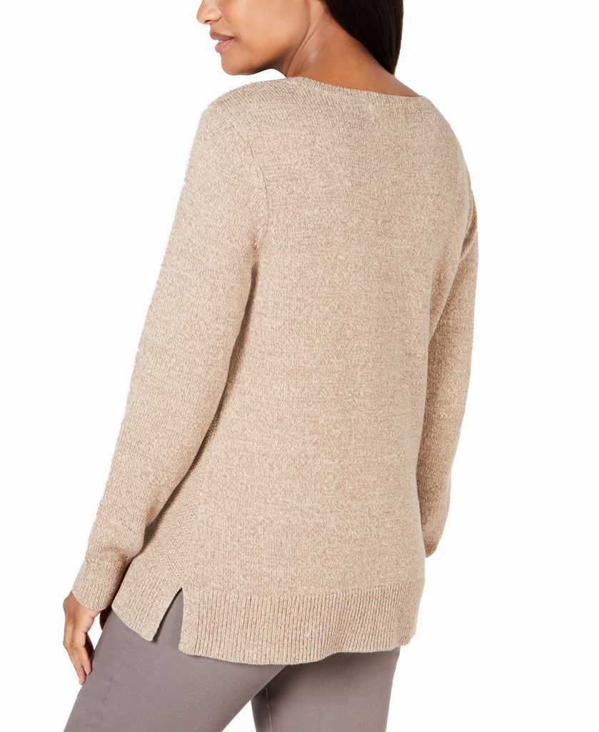 Karen Scott Women Cable Knit Panel Sweater