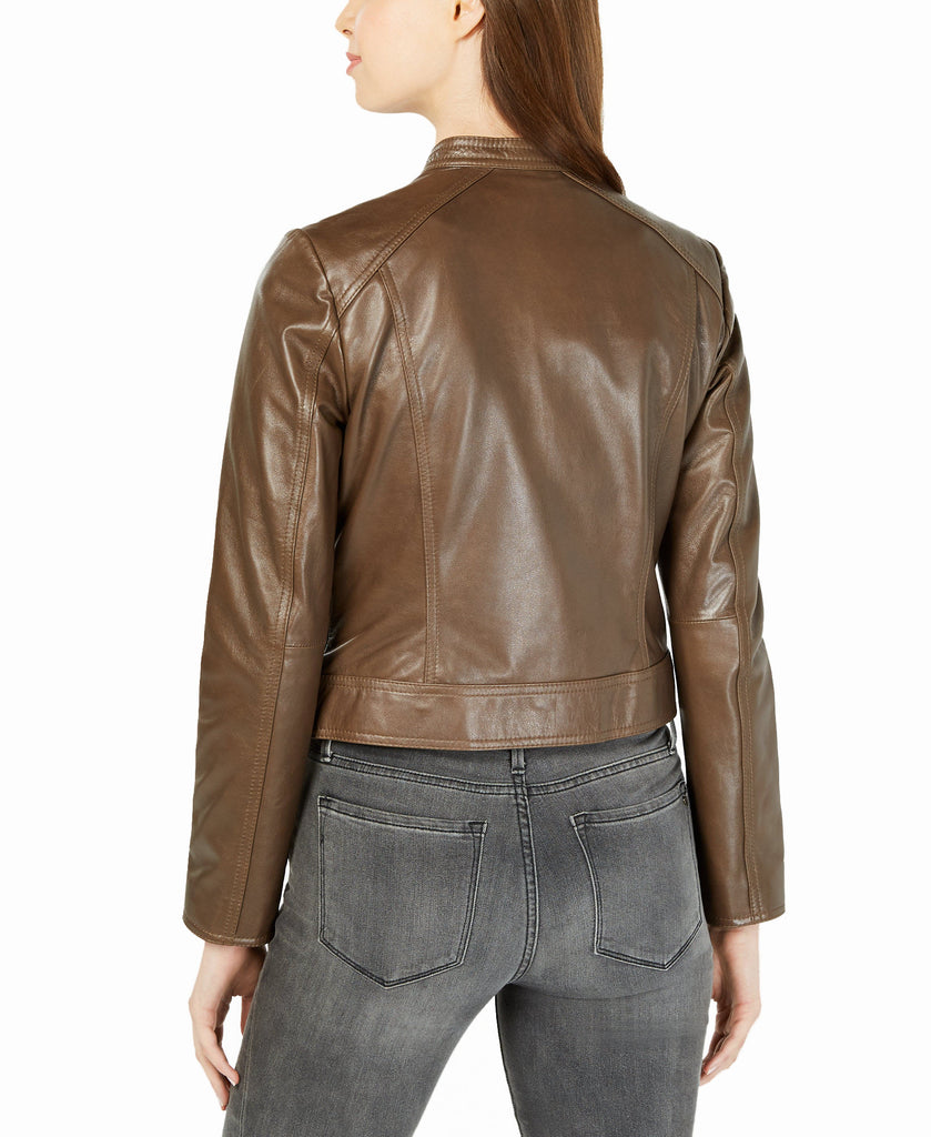 Marc New York Women Cropped Leather Moto Jacket