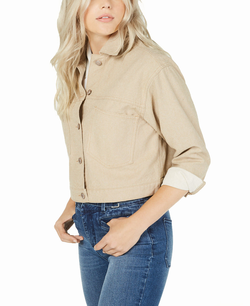 OAT Women Cotton Cropped Button Front Jacket