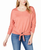 Style & Co Tie Hem Sweater Copper Rose
