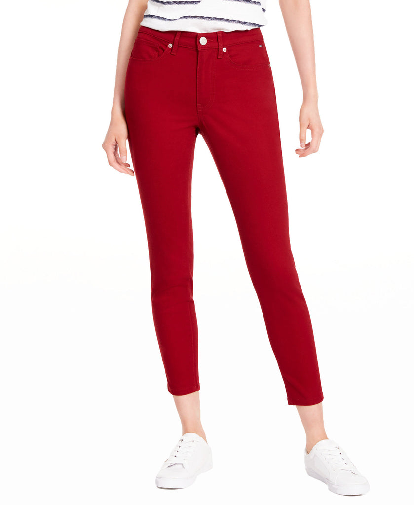 Tommy Hilfiger Women Tribeca Skinny Cropped Jeans Crimson