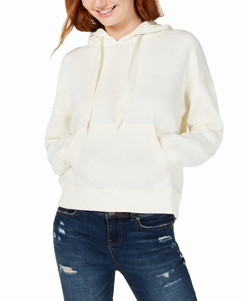 Hippie Rose Women Drawstring Pullover Hoodie Ivory