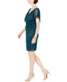 Connected Women Petite Metallic Glitter Popover Dress