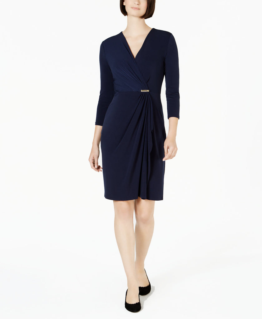 Charter Club Women Hardware Faux Wrap Dress Intrepid Blue