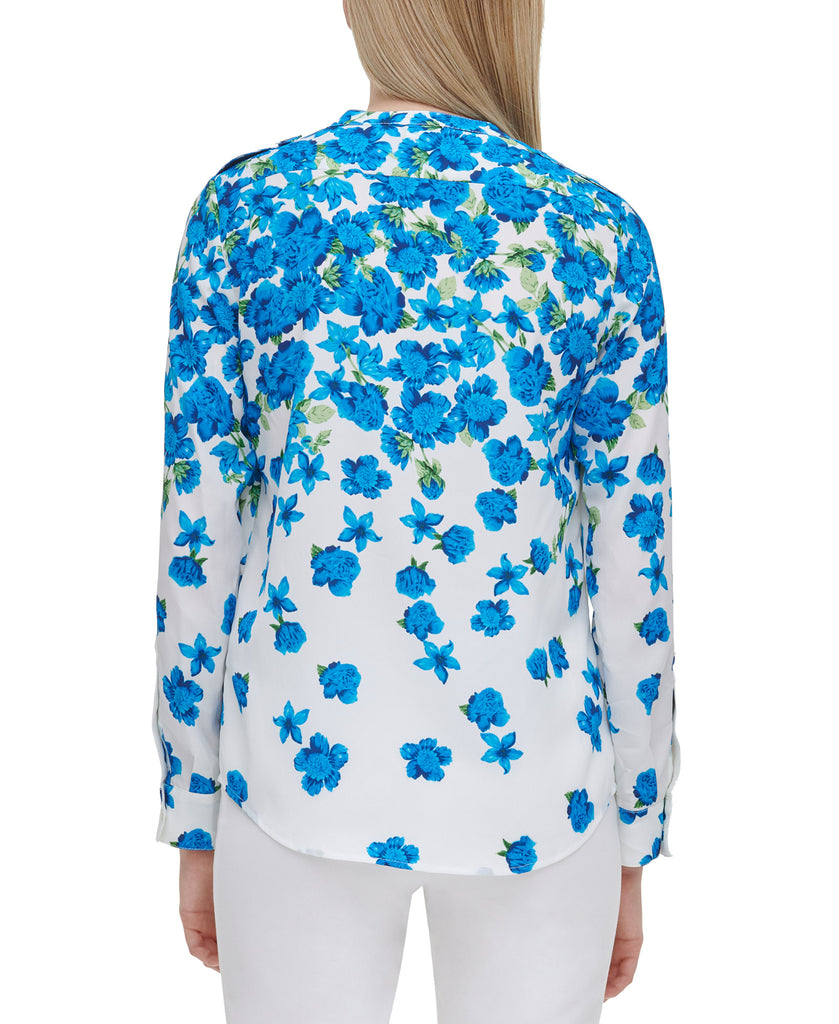 Calvin Klein Women Floral Print Collarless Shirt