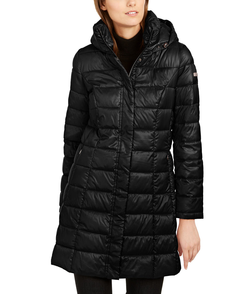 Calvin Klein Women Hooded Packable Puffer Coat Black