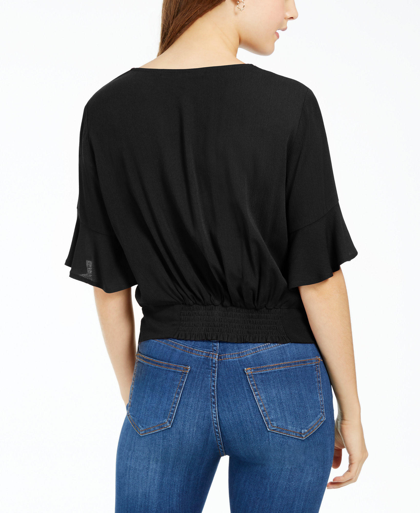 Gypsies & Moondust Women Faux Wrap Bell Sleeve Top