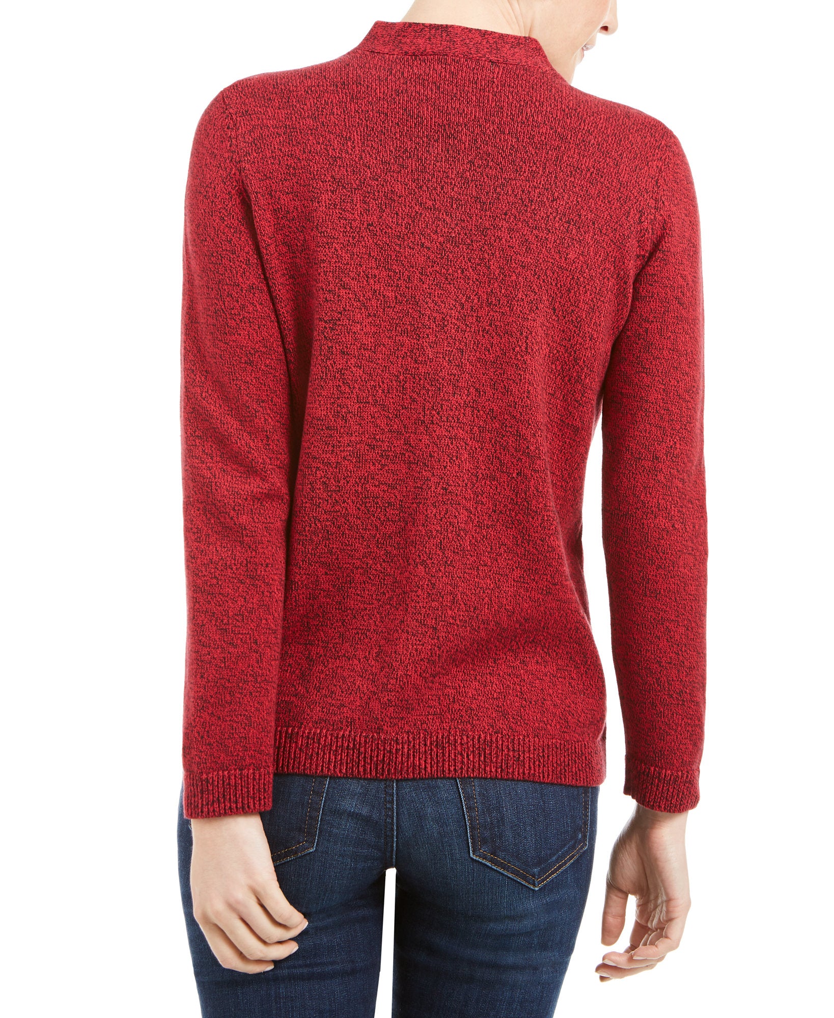 Karen Scott Women Petite Hardware Trim Cotton Henley Sweater