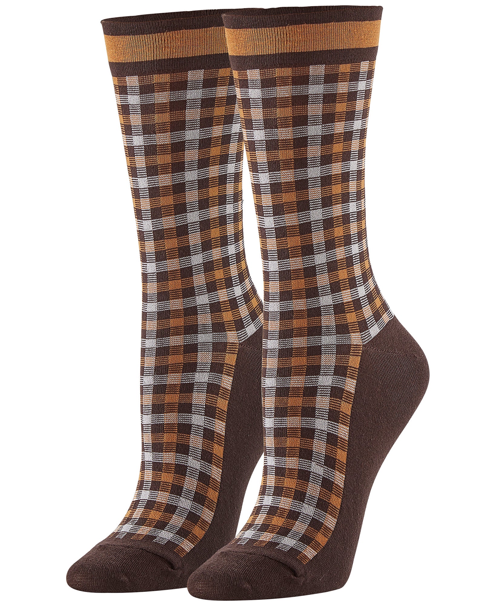 Hue Women Plaid Check Socks Espresso