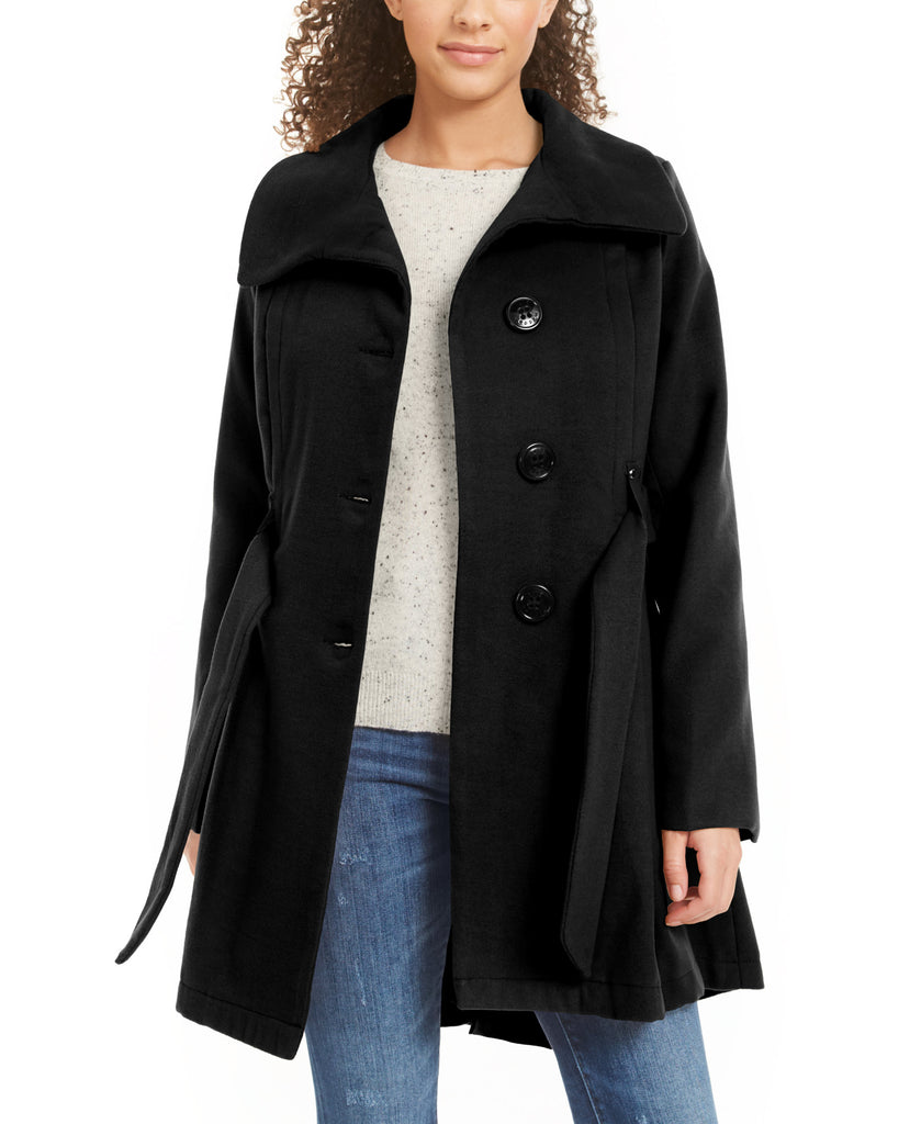 Madden Girl Juniors Belted Skirted Coat Black