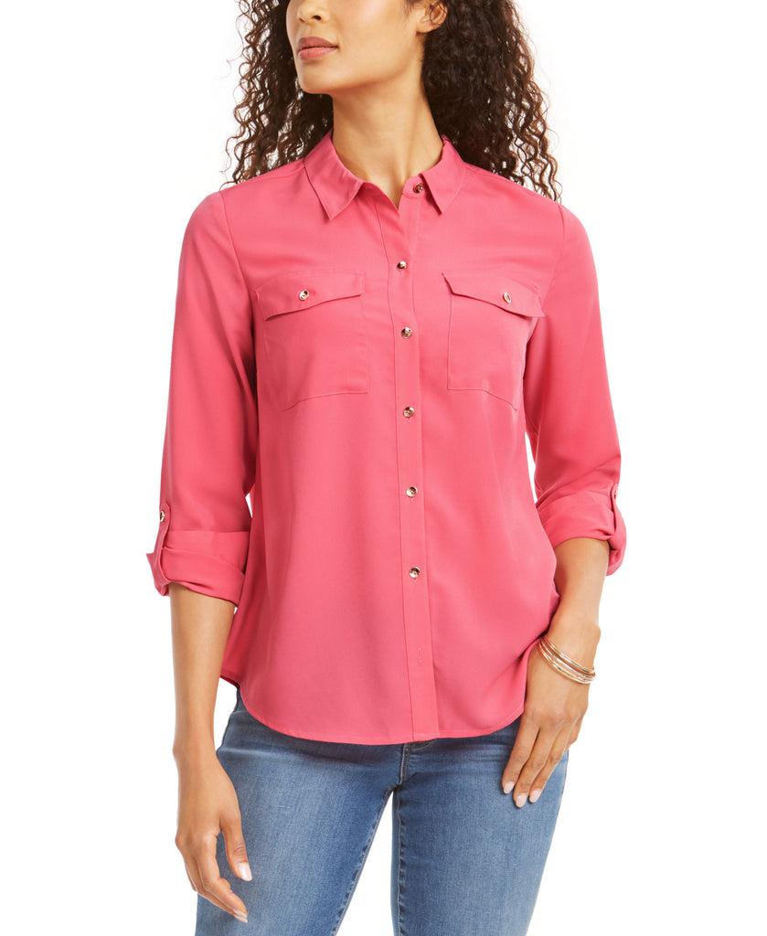 Charter Club Women Two Pocket Shirt Rapture Rose