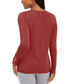 JM Collection Women Button Cuff Crewneck Sweater
