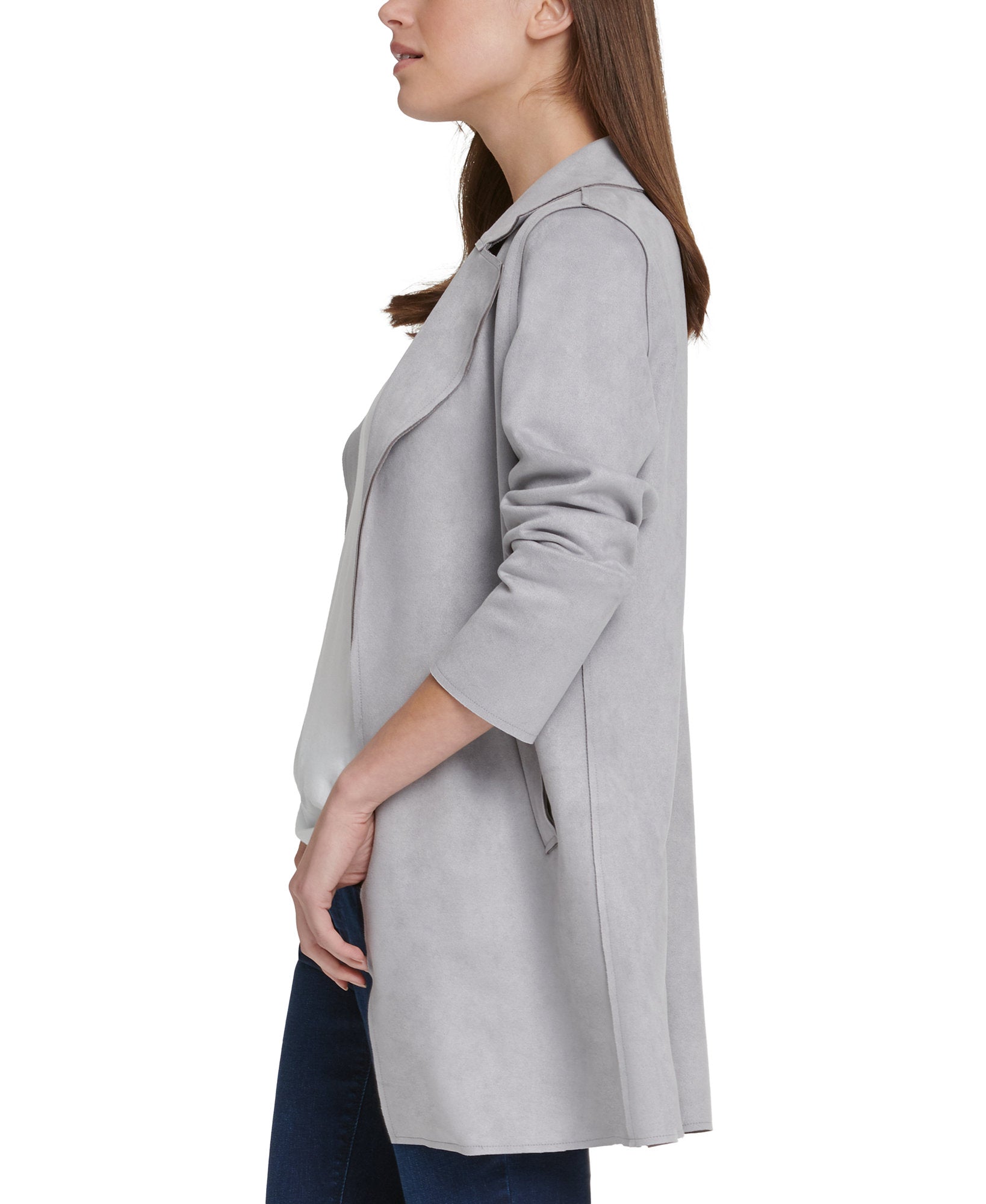DKNY Women Faux Suede Topper Jacket