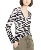 INC International Concepts Women Petite Zebra Print Top Mixed Bold Animal