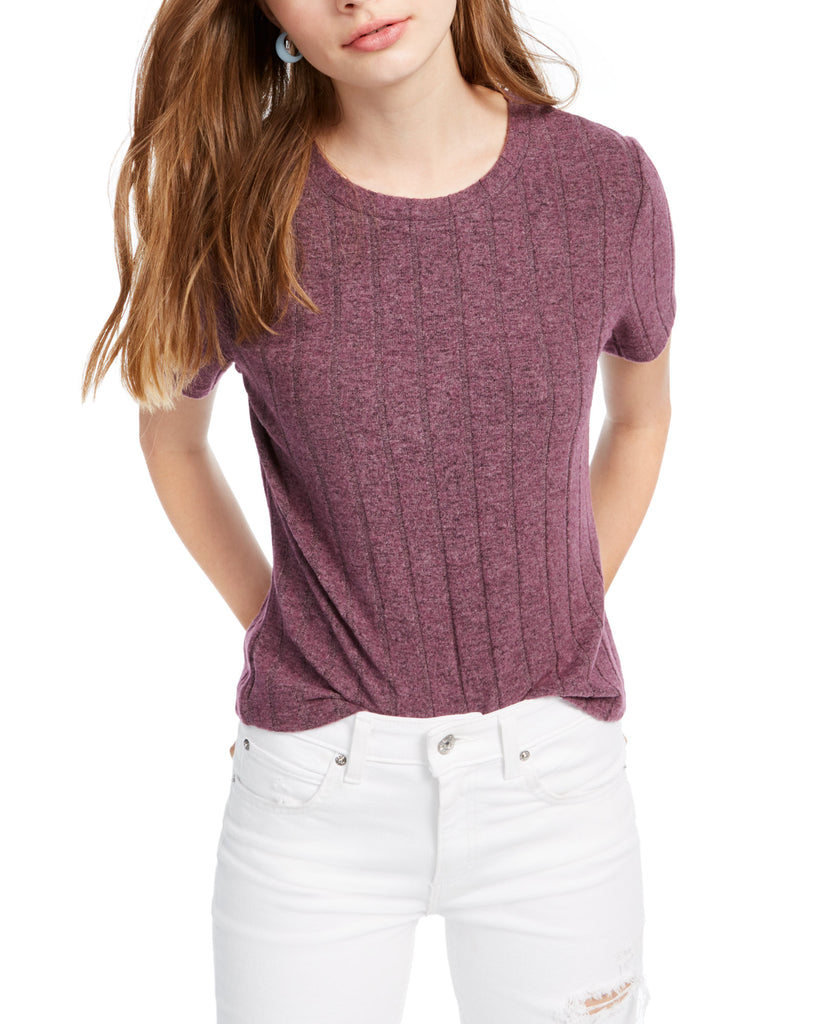 Crave Fame Women Cozy Ribbed Top Purple