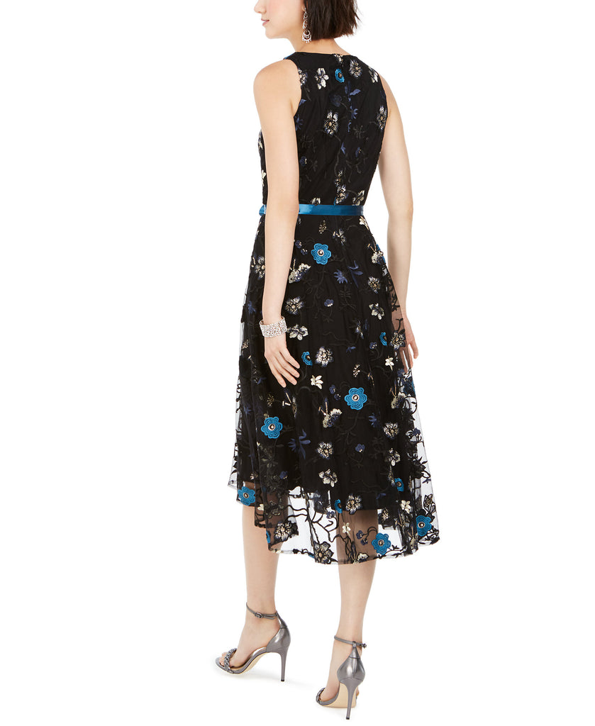 Tahari ASL Women Sequined & Embroidered Floral Midi Dress