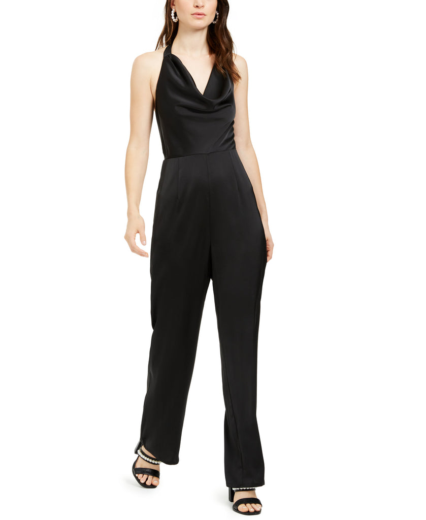 19 Cooper Women Cowlneck Halter Jumpsuit Black