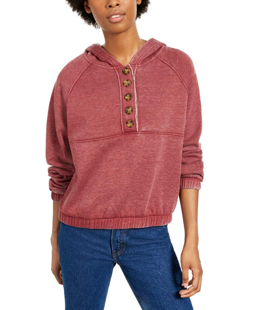 Hippie Rose Women Henley Hoodie Zinfandel